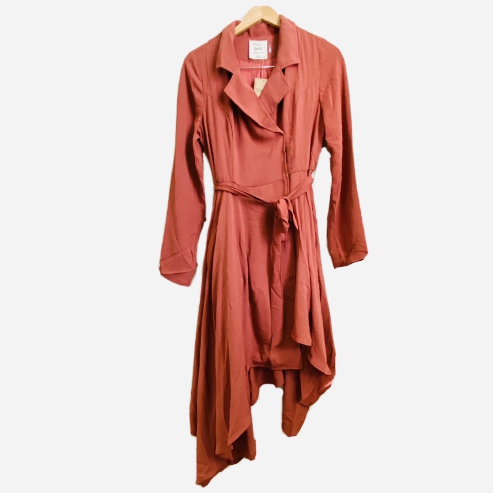 Style Rack Rust Asymmetrical Wrap Dress L - Picture 5 of 10
